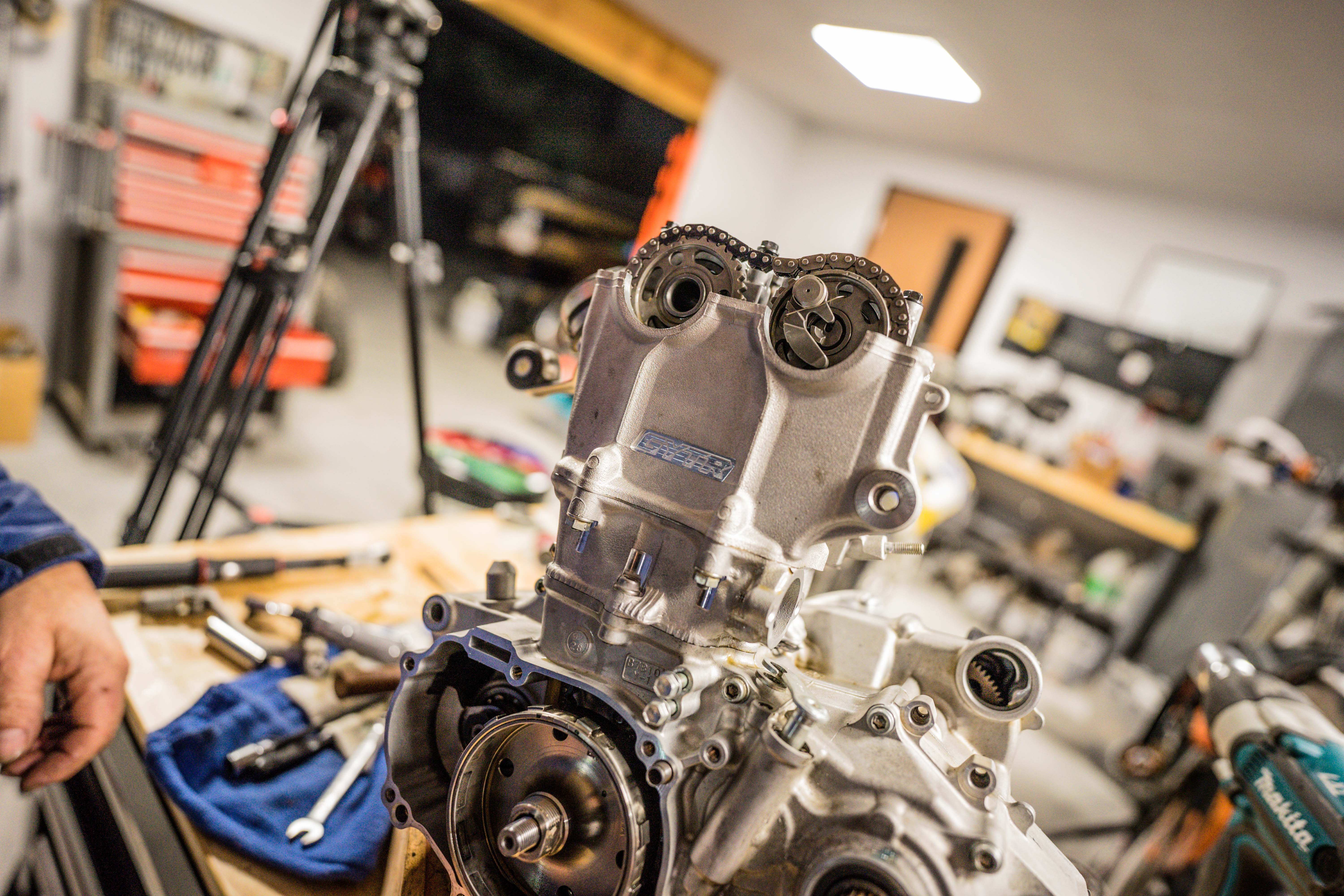 YZ250FX engine on the bench